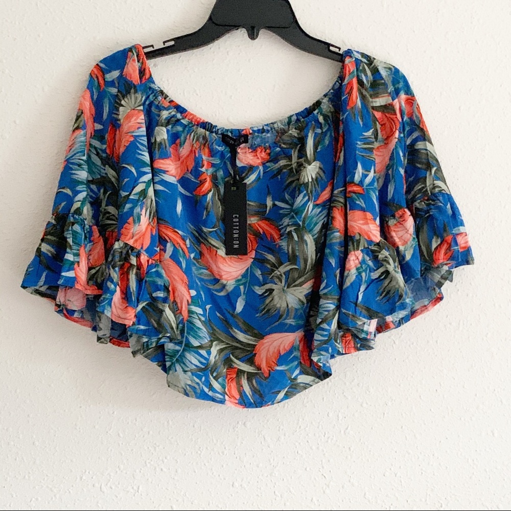 Cotton On Off The Shoulder Banana Leaf Top